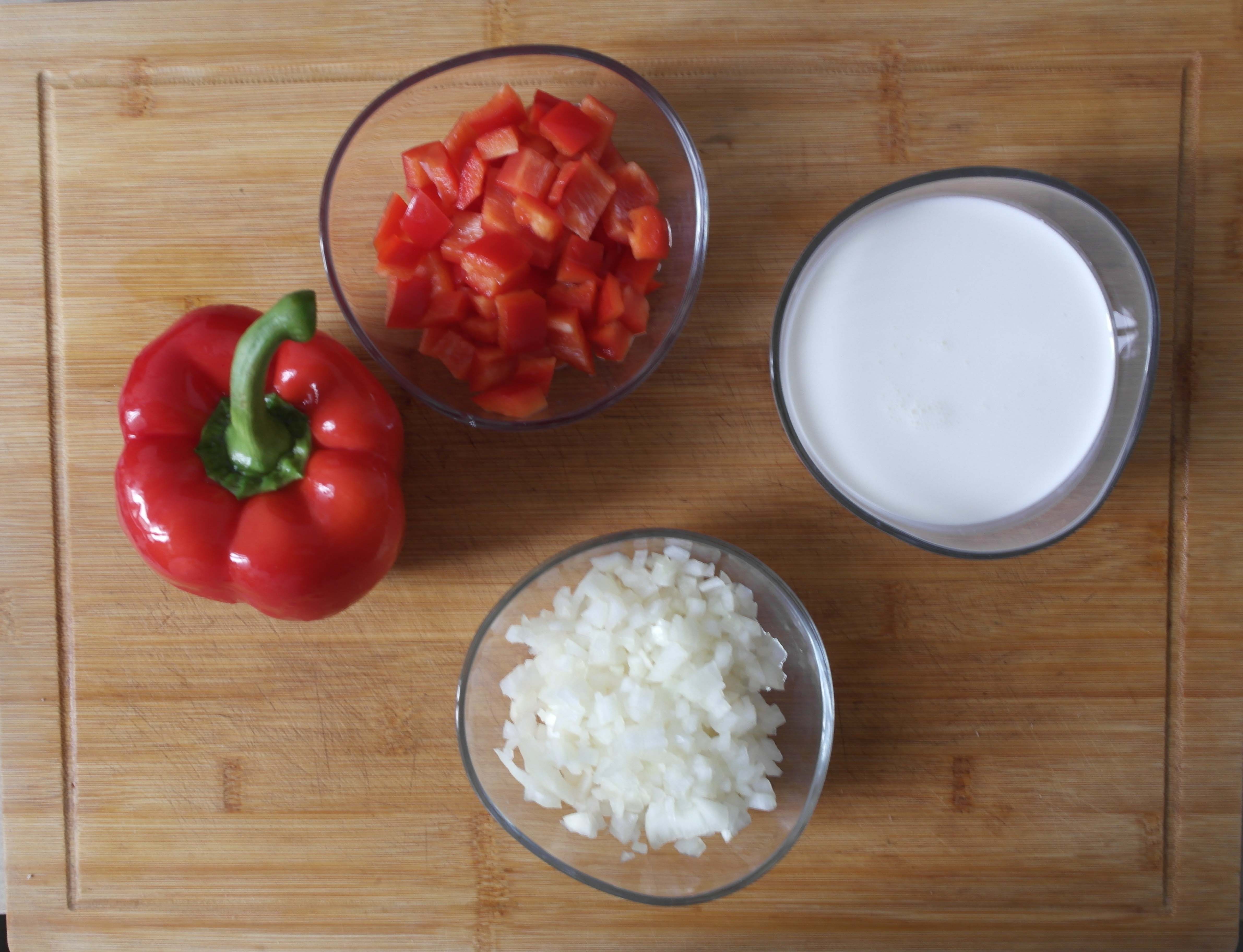 Ingrédients pour la crème de poivron